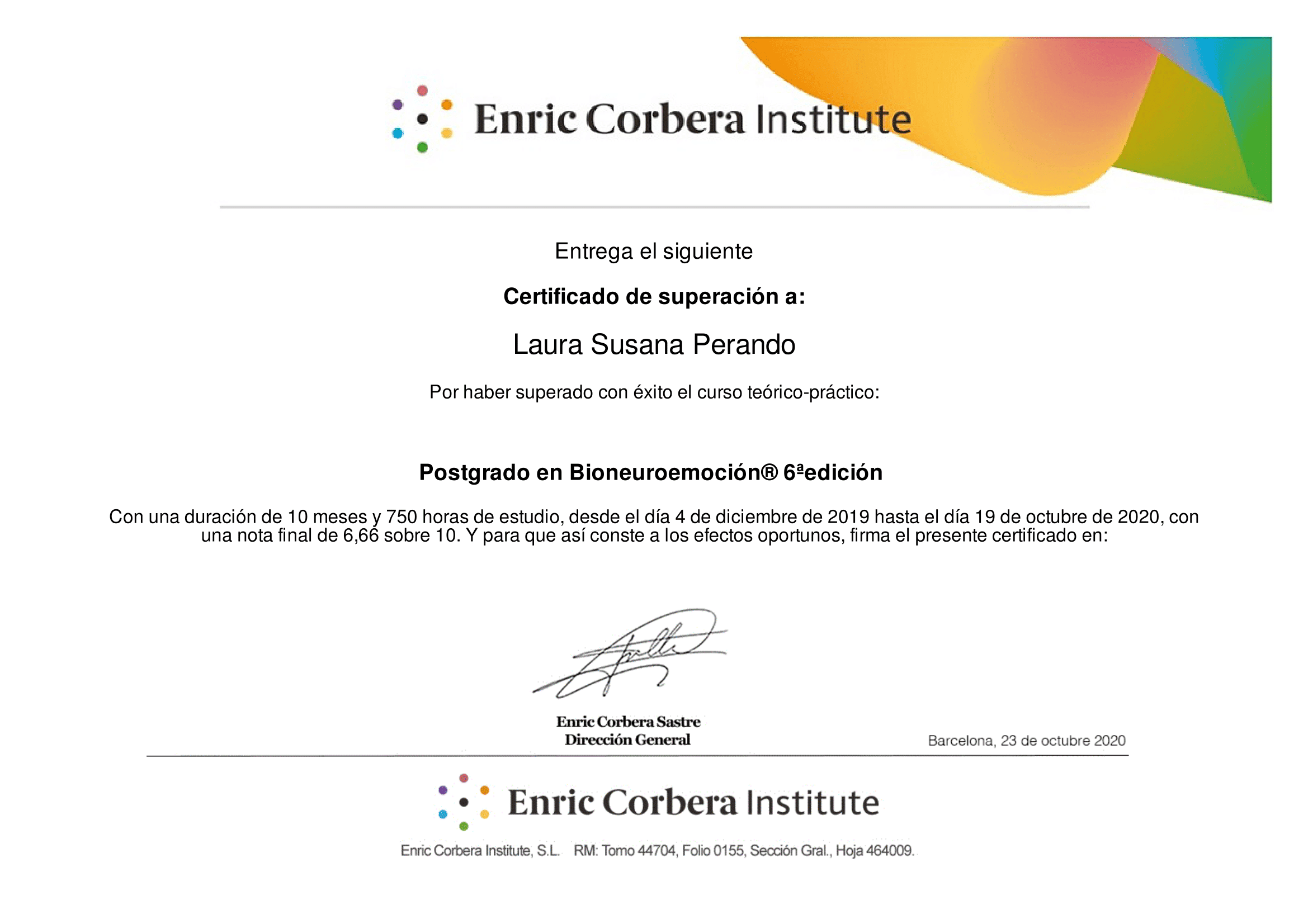 Certificación de Postgrado