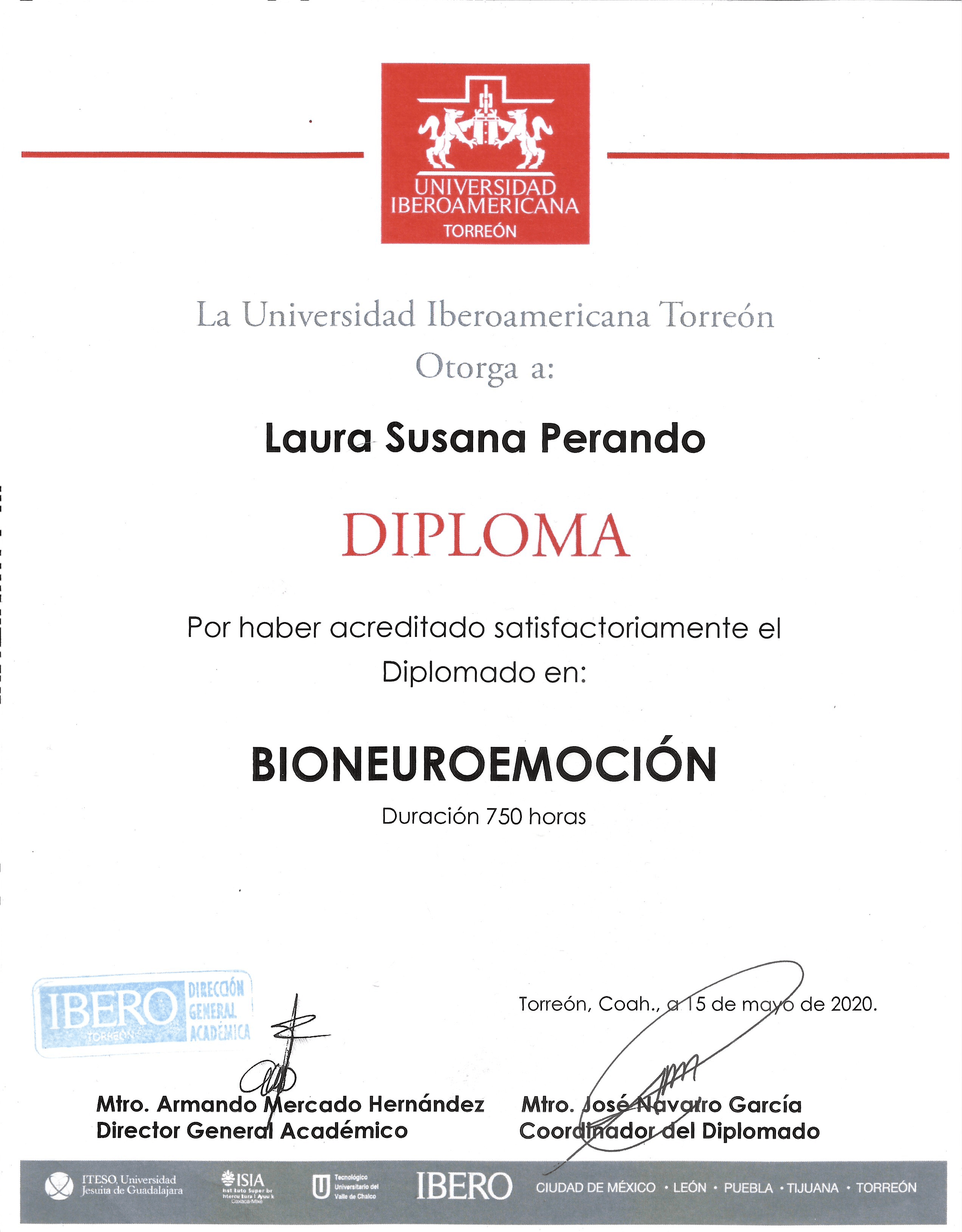 Diploma Universidad Iberoamericana